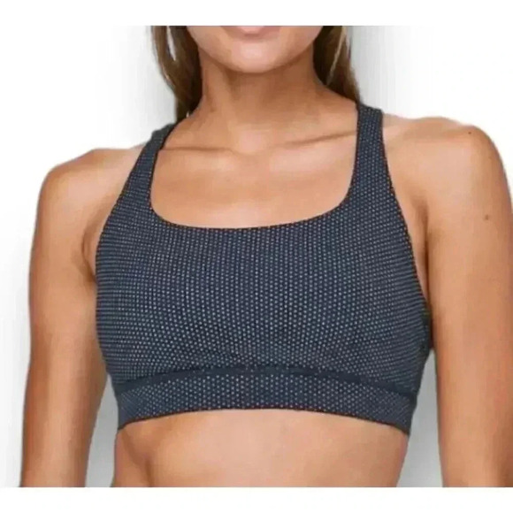Lululemon Energy Bra Pacific Pointe Jacquard Black Womens 8 Polka Dot - Picture 1 of 7